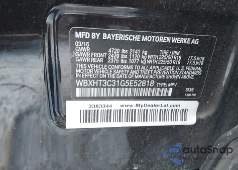 2016 BMW X1 xDrive28I z USA, uszkodzony, nr VIN WBXHT3C31G5E52818